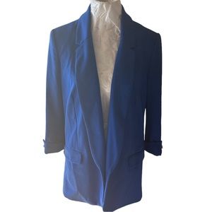 Jules Leopold colbalt blue jacket blazer open front 3/4 sleeves size Lar…